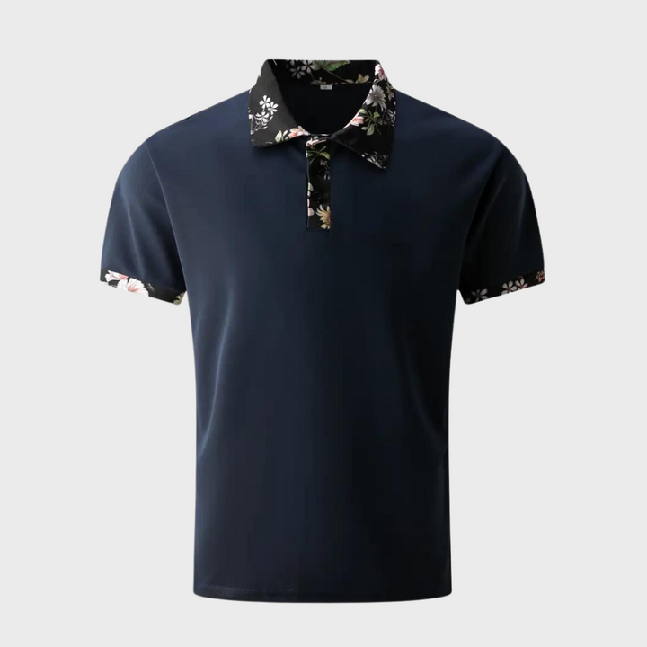 Men's Polo with Subtle Print - Noah-Black-XS-Nora Luxe