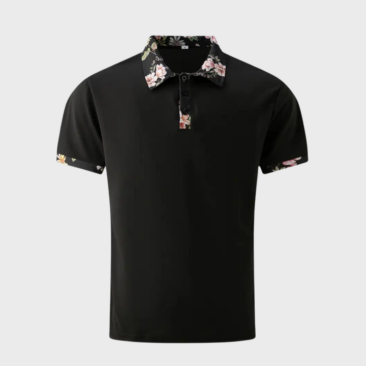 Men's Polo with Subtle Print - Noah-Black-XS-Nora Luxe