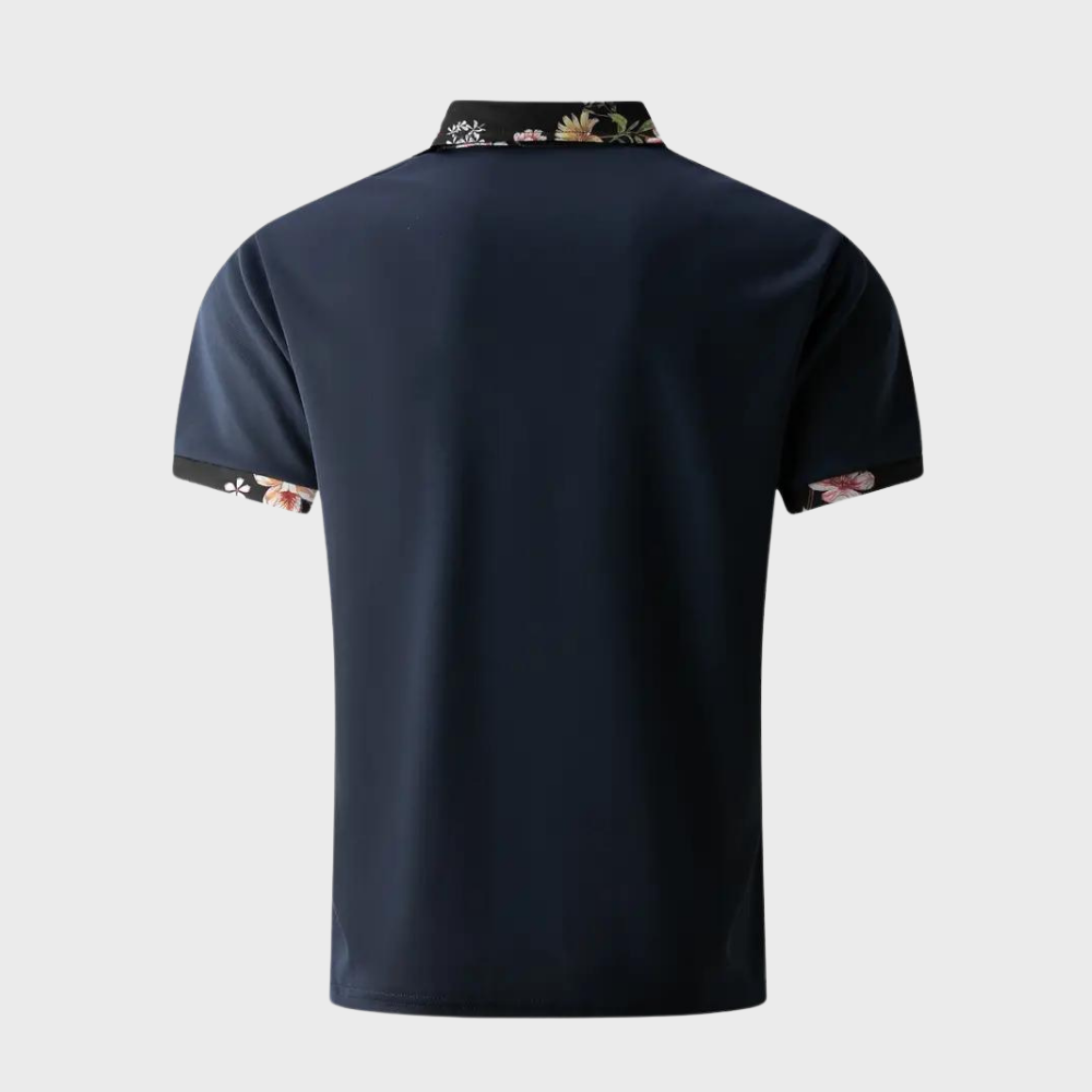 Men's Polo with Subtle Print - Noah-Black-XS-Nora Luxe