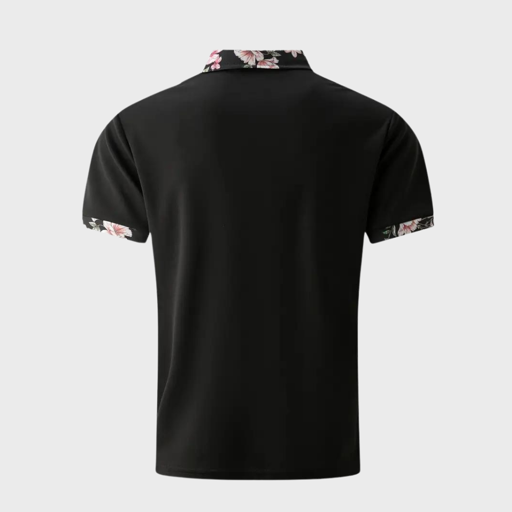 Men's Polo with Subtle Print - Noah-Black-XS-Nora Luxe