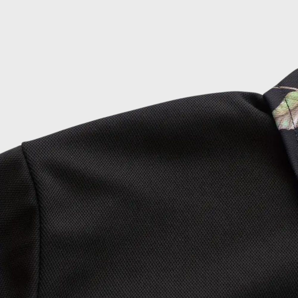 Men's Polo with Subtle Print - Noah-Black-XS-Nora Luxe