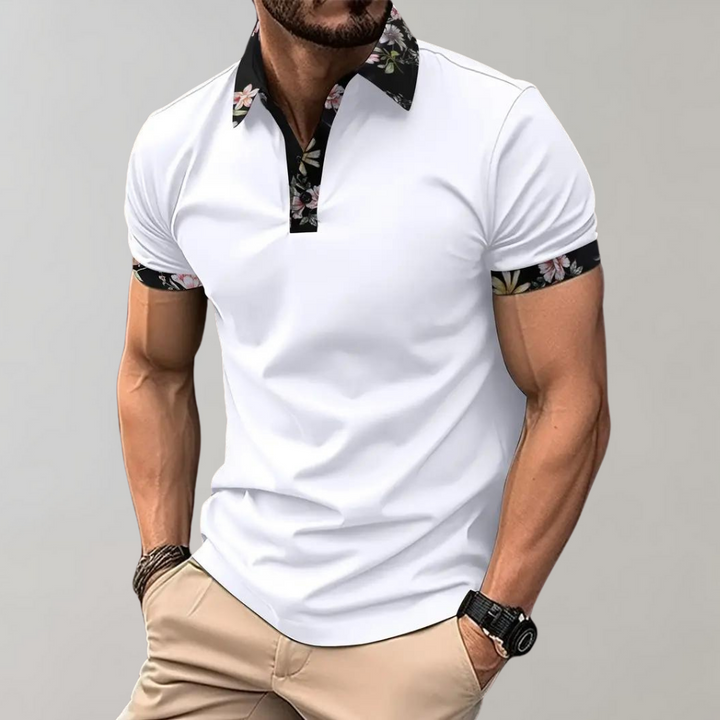 Men's Polo with Subtle Print - Noah-White-XS-Nora Luxe