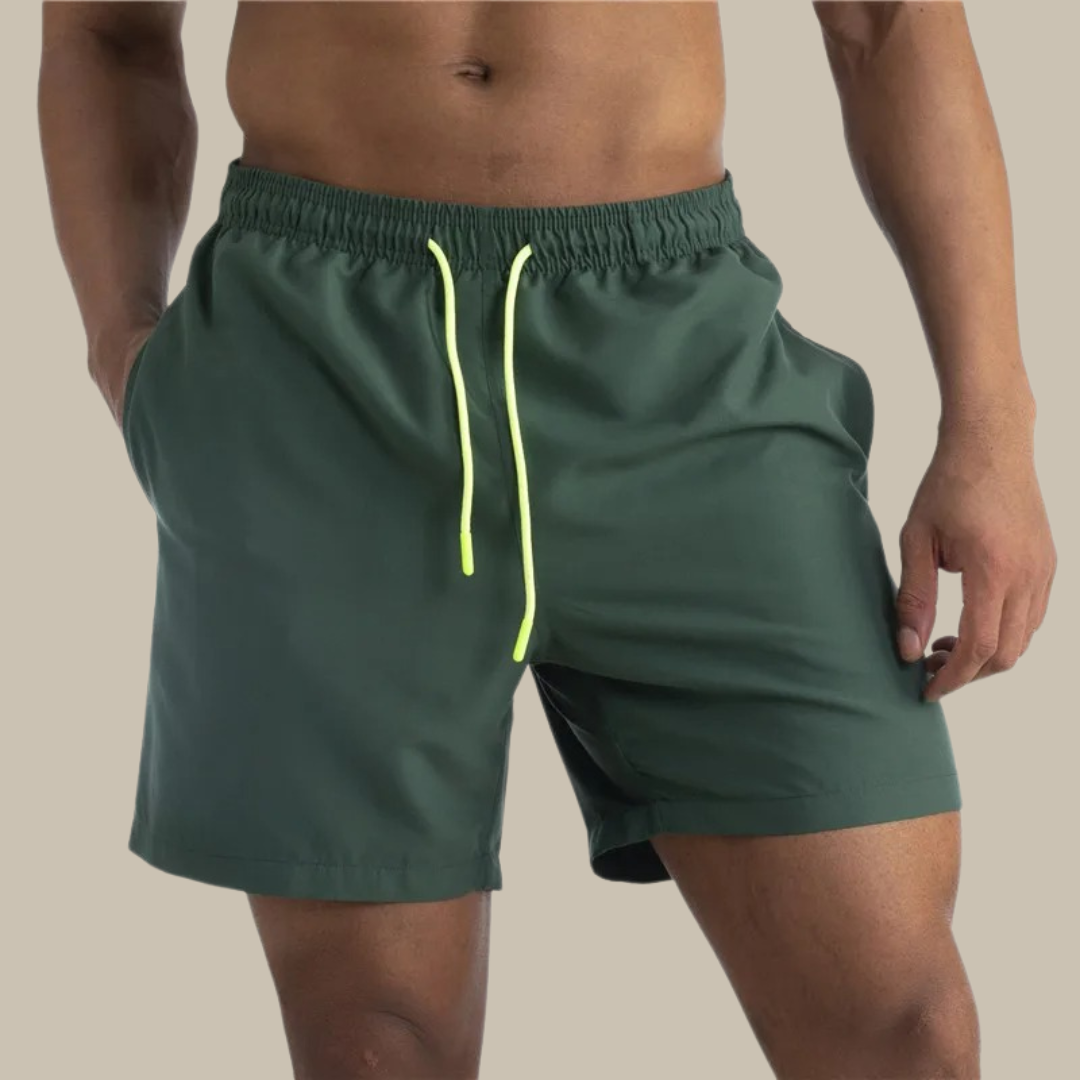 Men's Quick-Drying Swim Shorts | Stretch Fabric | Mid-Length Shorts-Dark green-S-Nora Luxe
