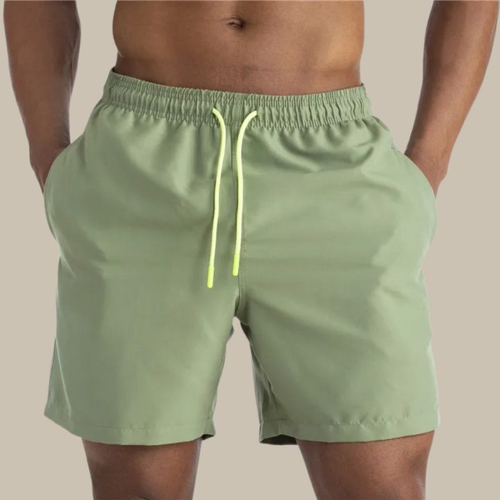 Men's Quick-Drying Swim Shorts | Stretch Fabric | Mid-Length Shorts-Olive green-S-Nora Luxe