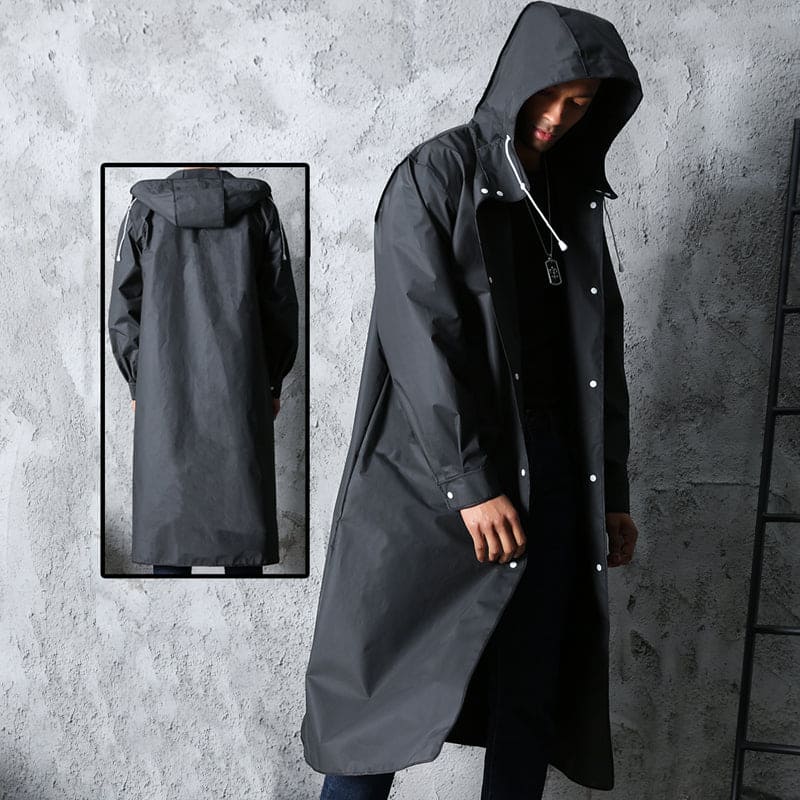 Men's Rain Jacket With Hood - Nimbus-Black-M-Nora Luxe