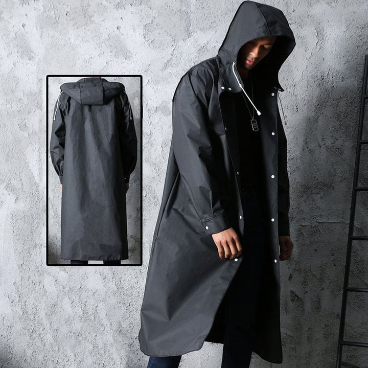 Men's Rain Jacket With Hood - Nimbus-Black-M-Nora Luxe