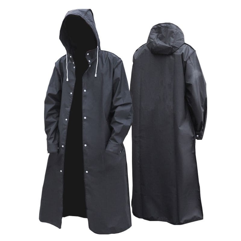 Men's Rain Jacket With Hood - Nimbus-Black-M-Nora Luxe