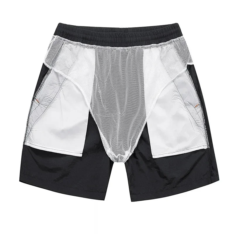 Men's Running Shorts with Mesh Inner Lining and Zip Pockets – Nikoas-Dark blue-S-Nora Luxe