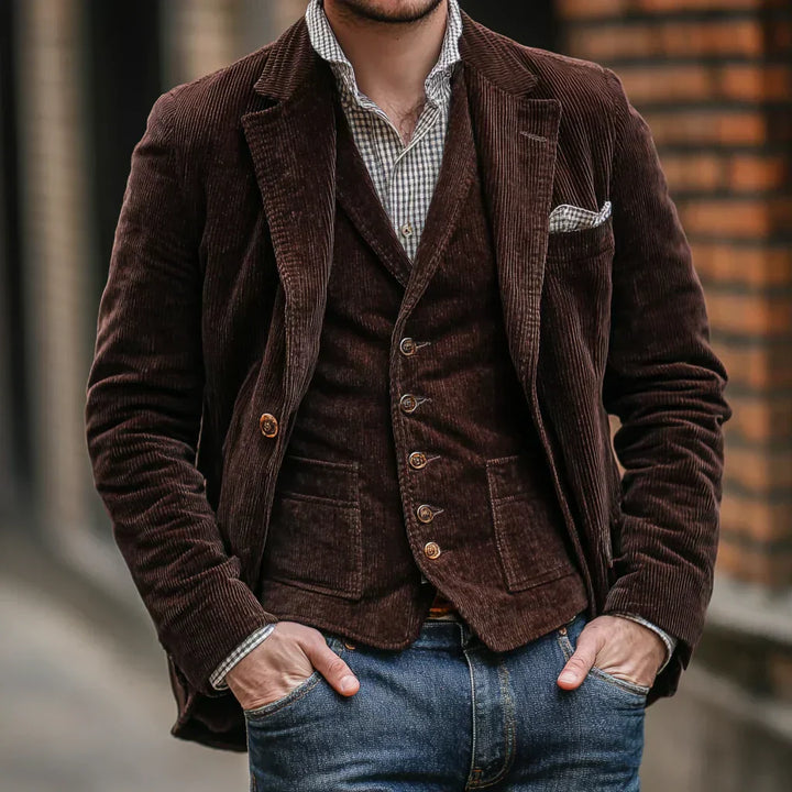 Men's set of Jacket and Waistcoat – Victor-Brown-S-Nora Luxe