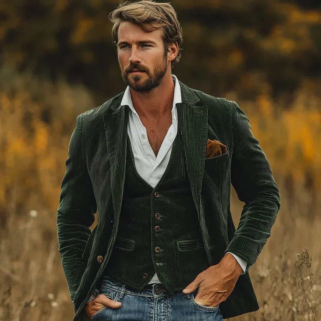 Men's set of Jacket and Waistcoat – Victor-Green-S-Nora Luxe