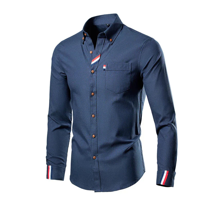 Men's Shirt with Long Sleeves - Liam-Marine-S-Nora Luxe
