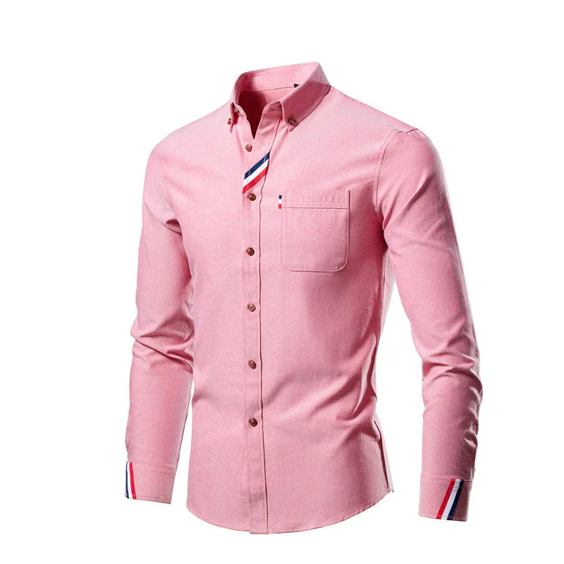 Men's Shirt with Long Sleeves - Liam-Pink-S-Nora Luxe