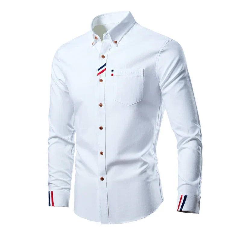 Men's Shirt with Long Sleeves - Liam-White-S-Nora Luxe