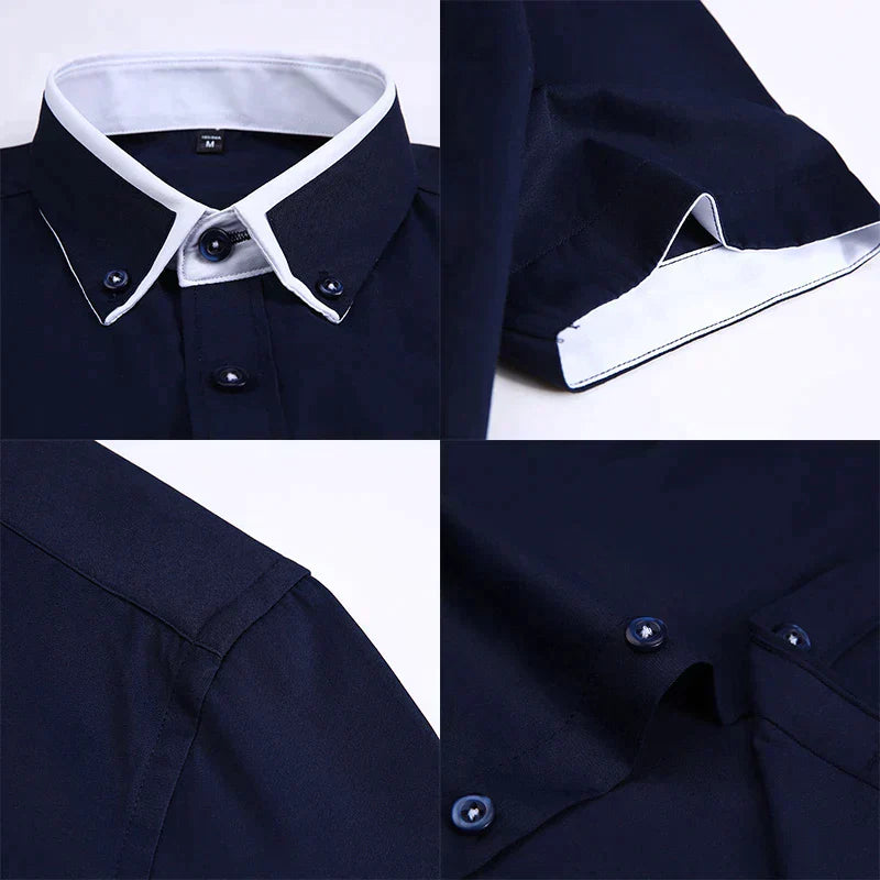 Men's Short Sleeve Shirt - Victor-Dark blue-M-The Livary