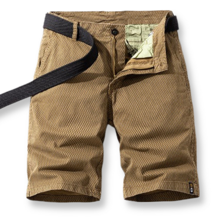 Men's Shorts with Adjustable Waist - ComfyFlex-Khaki-S-Nora Luxe