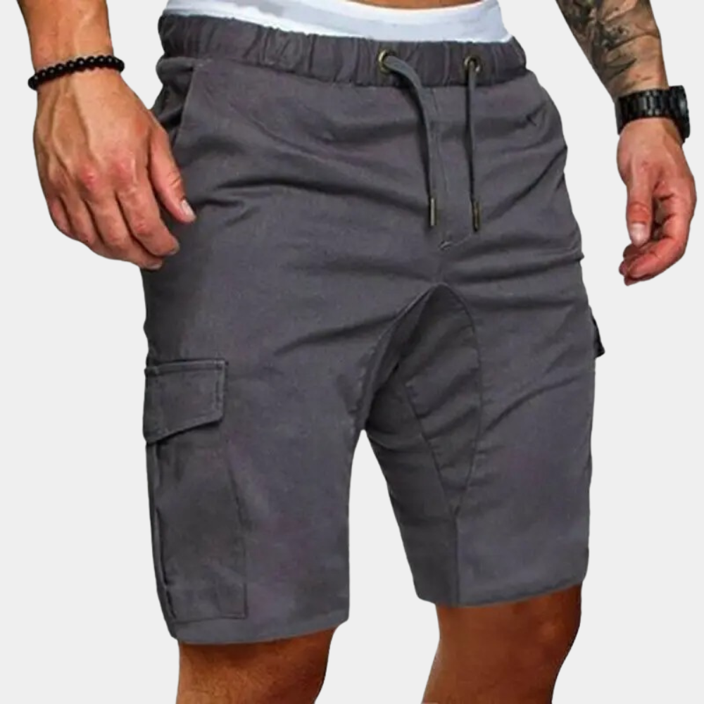 Men's Shorts with Elastic Waist and Side Pockets – Brennan-Gray-M-State of Style
