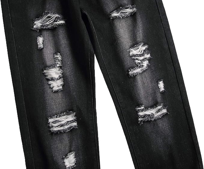 Men's Slim-Fit Ripped Jeans - Mick-Black/White-28-Nora Luxe