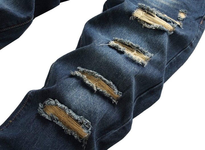 Men's Slim-Fit Ripped Jeans - Mick-Yellow-28-Nora Luxe