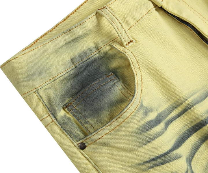 Men's Slim-Fit Ripped Jeans - Mick-Yellow-28-Nora Luxe