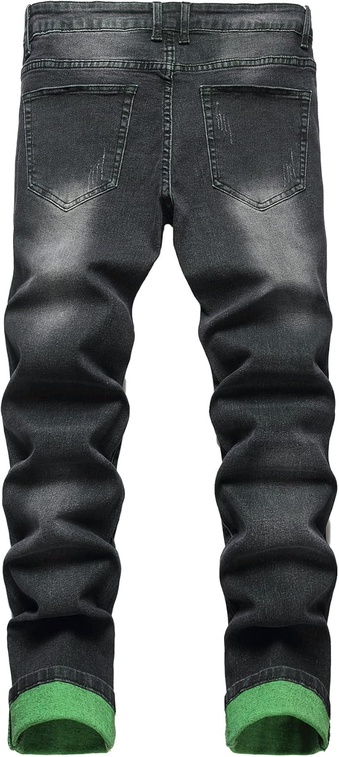 Men's Slim-Fit Ripped Jeans - Mick-Yellow-28-Nora Luxe