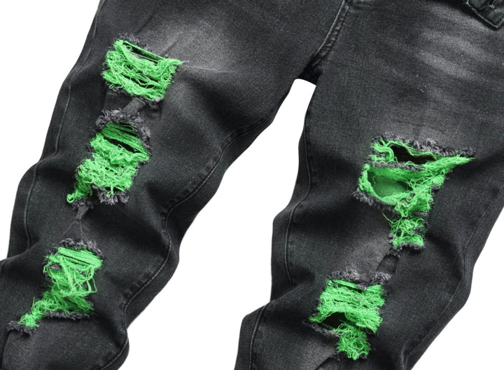 Men's Slim-Fit Ripped Jeans - Mick-Yellow-28-Nora Luxe