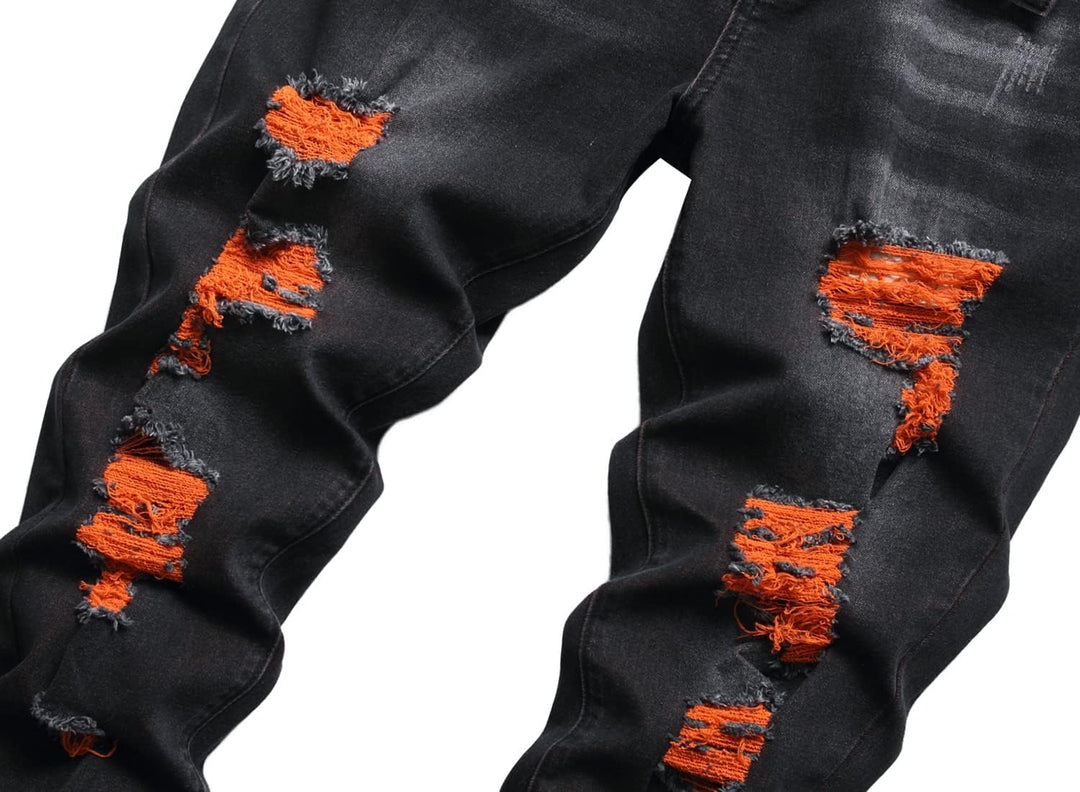 Men's Slim-Fit Ripped Jeans - Mick-Yellow-28-Nora Luxe
