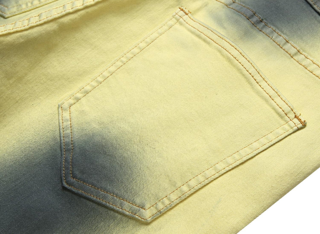 Men's Slim-Fit Ripped Jeans - Mick-Yellow-28-Nora Luxe
