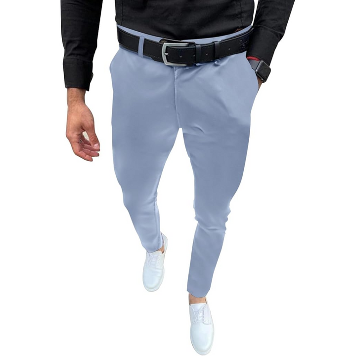Men's Slim Fit Stretch Trousers - Evert-Blue-S-Nora Luxe