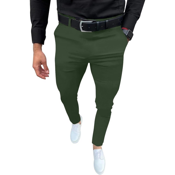 Men's Slim Fit Stretch Trousers - Evert-Green-S-Nora Luxe