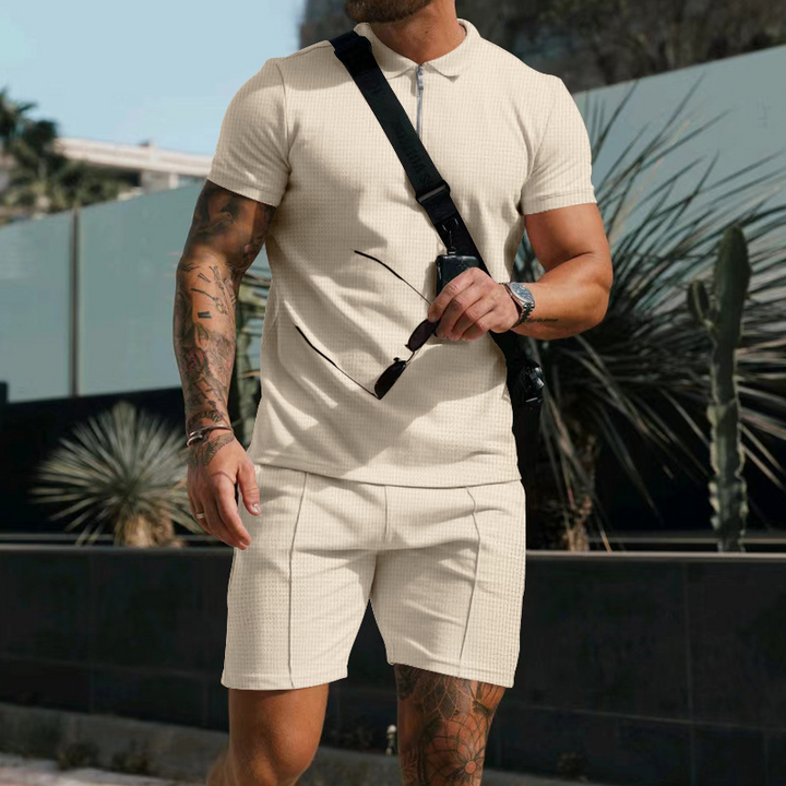 Men's Somerset with Button-down Shirt and Shorts - Ruben-Beige-S-State of Style
