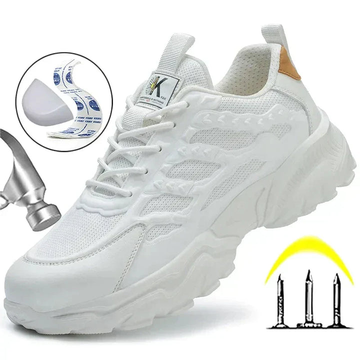 Men's Steel Toe Work Shoes - Rocco-White-5.5-Nora Luxe