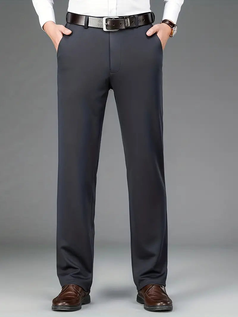 Men's Stretch Trousers - ExecFlex-Dark Gray-XS-Nora Luxe