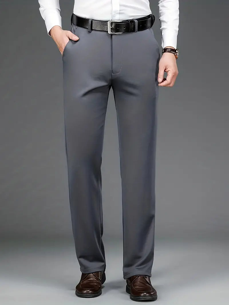 Men's Stretch Trousers - ExecFlex-Gray-XS-Nora Luxe