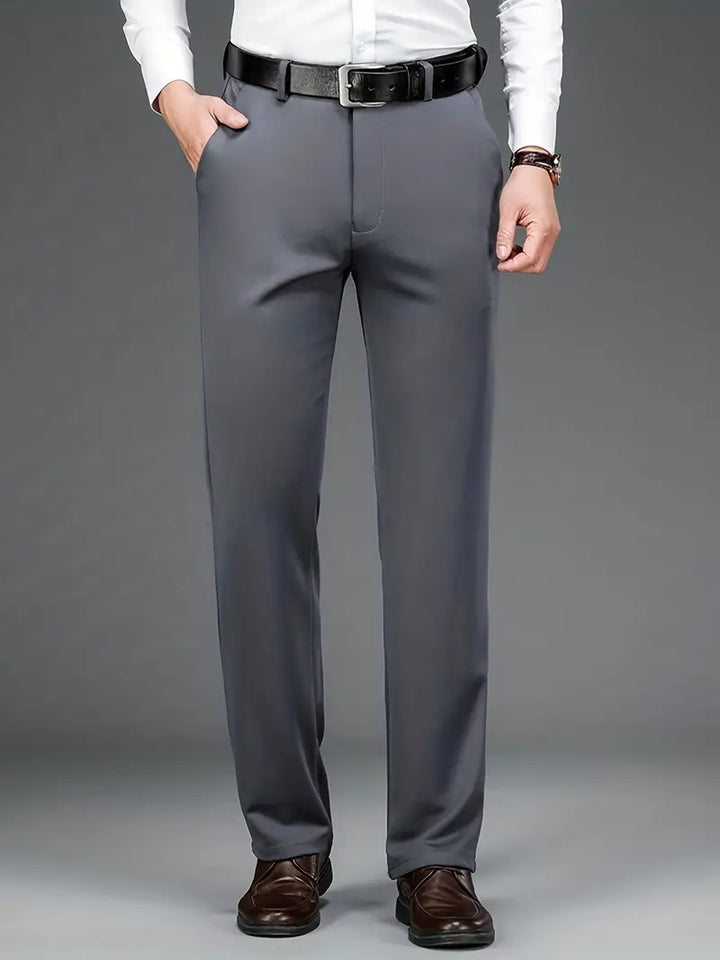 Men's Stretch Trousers - ExecFlex-Gray-XS-Nora Luxe