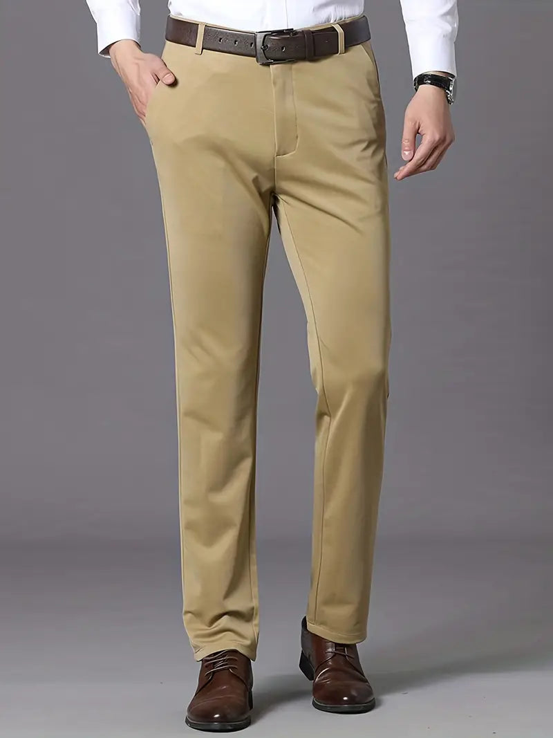 Men's Stretch Trousers - ExecFlex-Khaki-XS-Nora Luxe