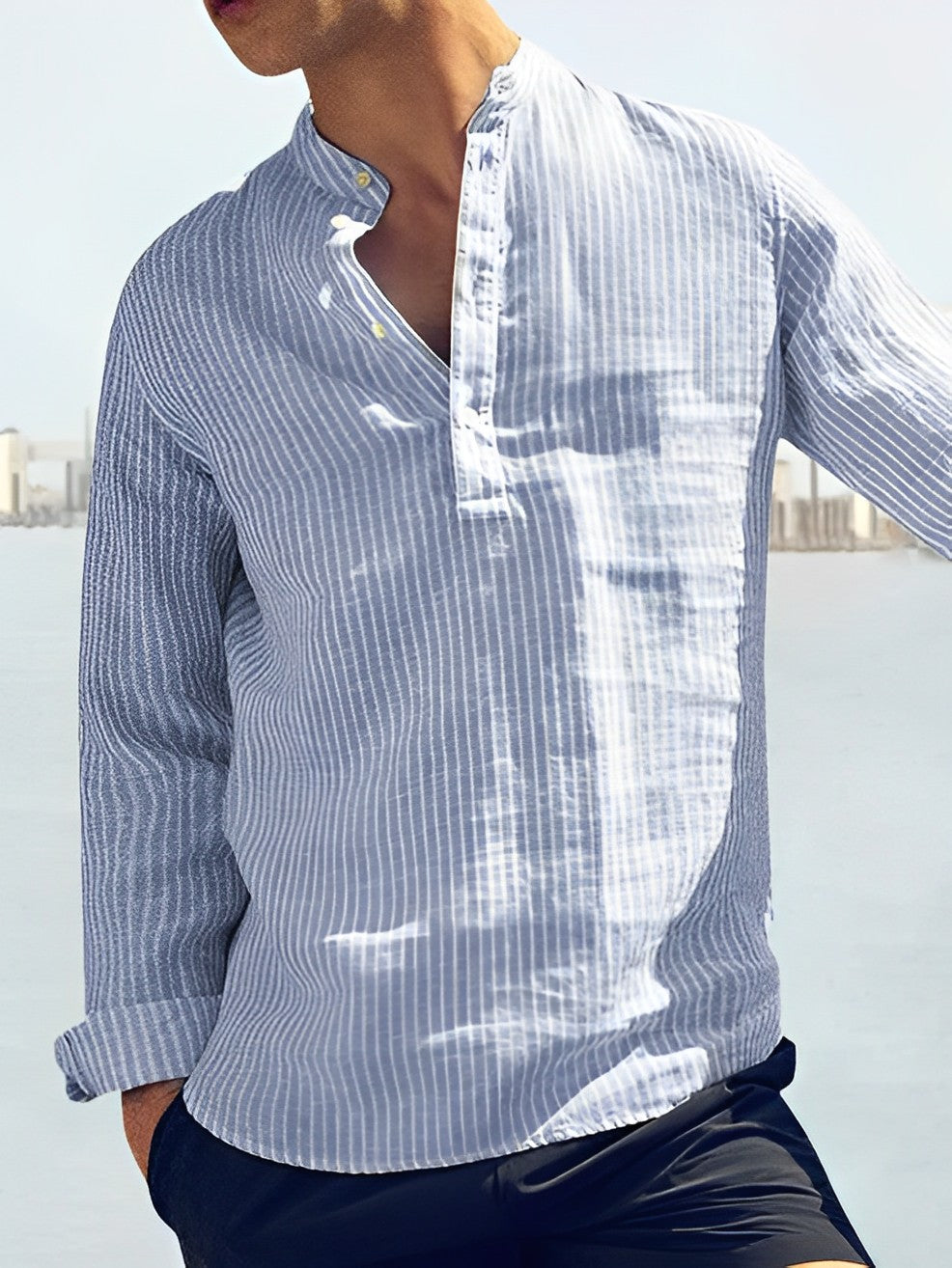 Men's Summer Shirt with Modern Cut – Cas-Blue-S-State of Style