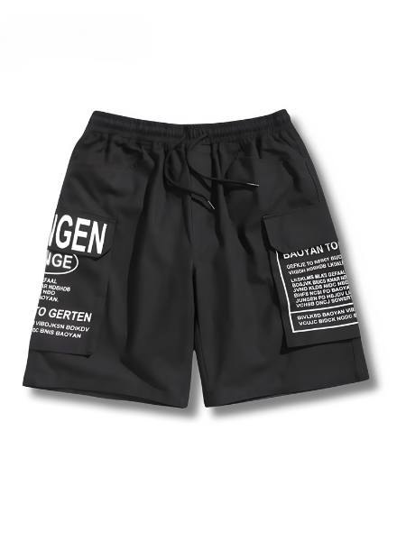 Men's Summer Shorts with Letter Print Street Style Look - Milan-S-Nora Luxe