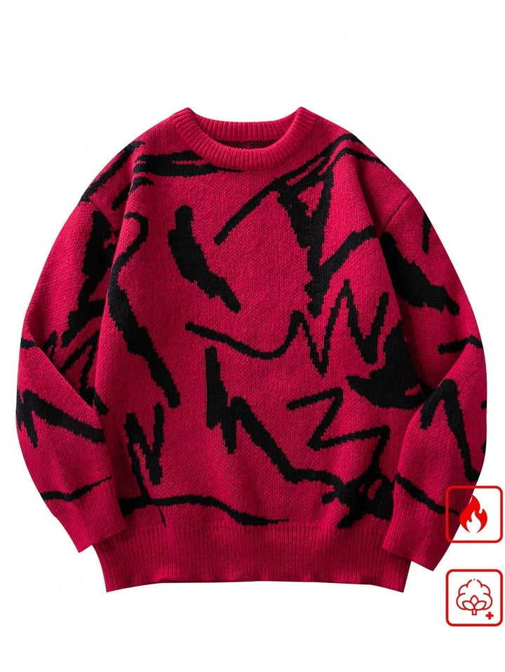 Men's Sweater with Graphic Print - Arvid-Black-S-Nora Luxe
