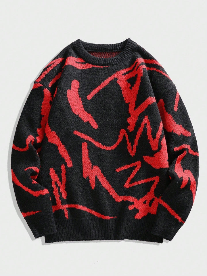 Men's Sweater with Graphic Print - Arvid-Red-S-Nora Luxe