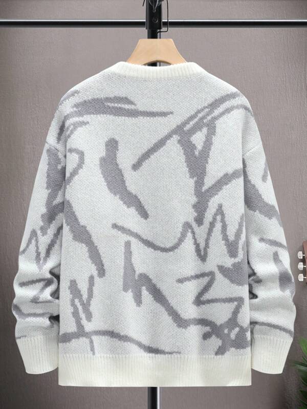 Men's Sweater with Graphic Print - Arvid-White-S-Nora Luxe