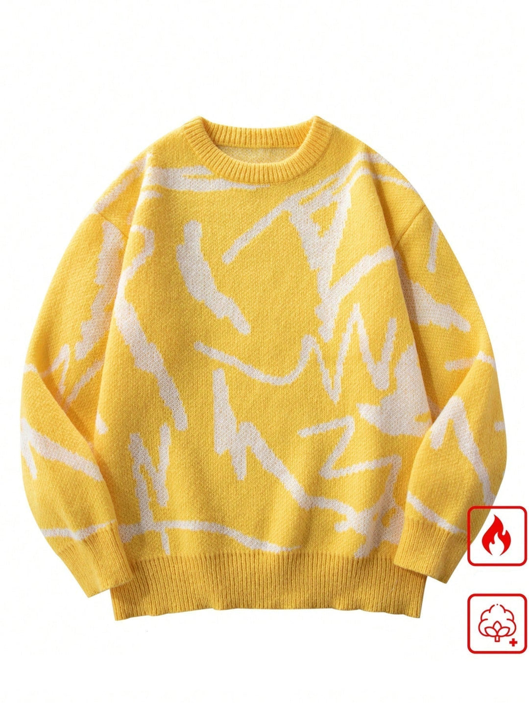 Men's Sweater with Graphic Print - Arvid-Yellow-S-Nora Luxe