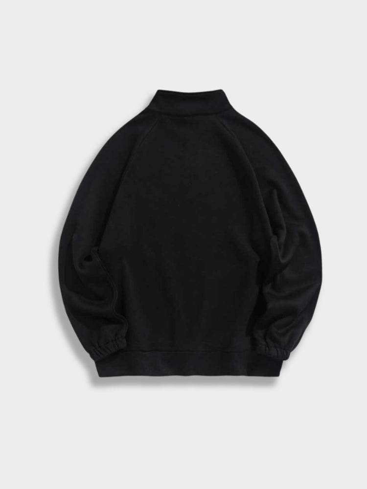 Men's Sweater with Half Zip - Logan-Black-XS-Nora Luxe