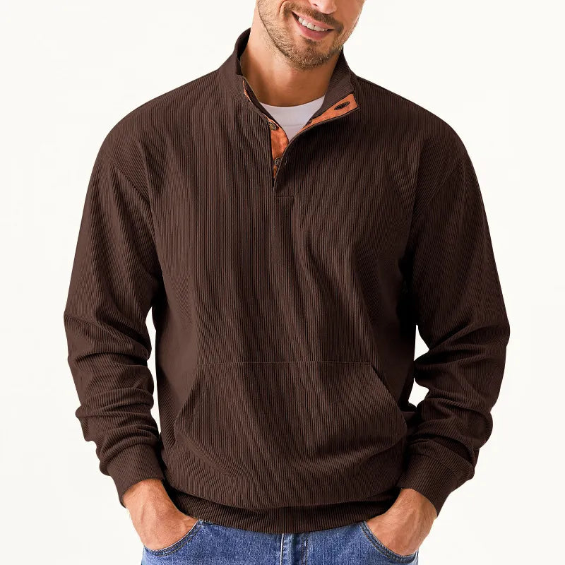 Men's Sweater with Stand-up Collar - Liam-Apricot-S-Nora Luxe