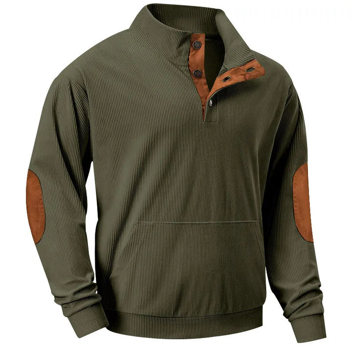 Men's Sweater with Stand-up Collar - Liam-Green-S-Nora Luxe