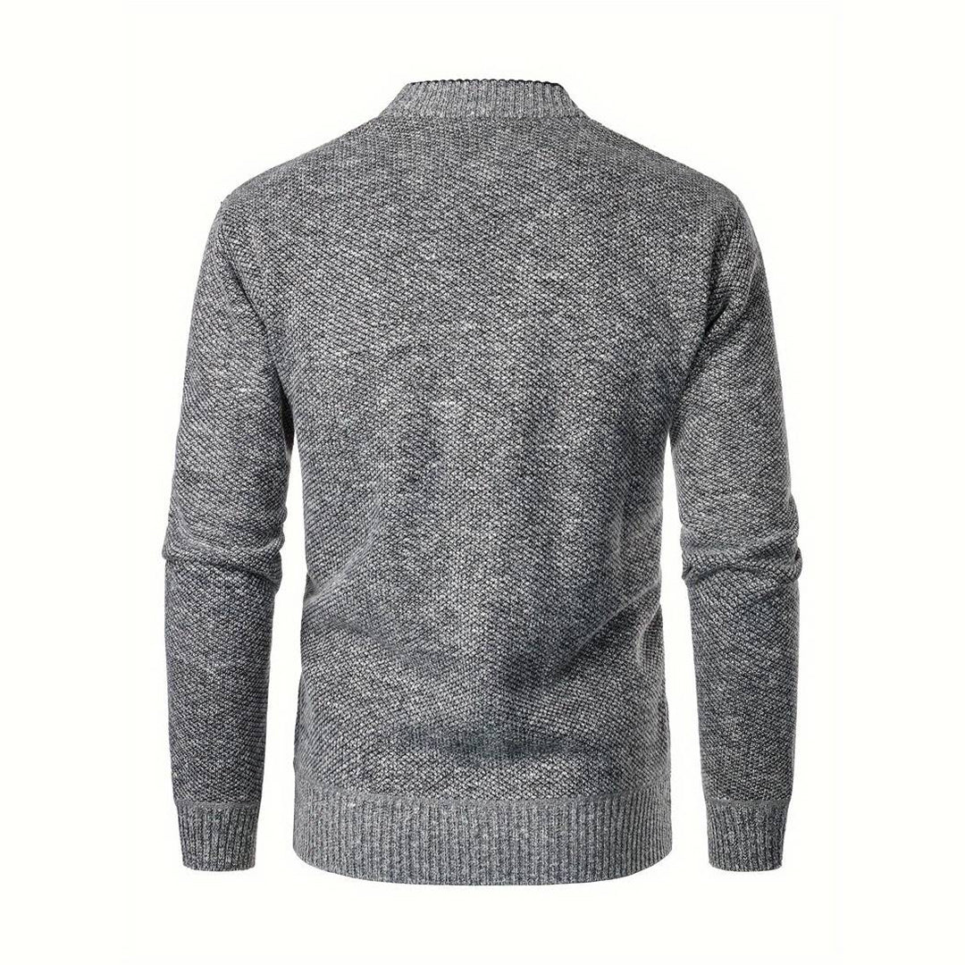 Men's sweater with V-neck - Aspen-Light Gray-S-Nora Luxe