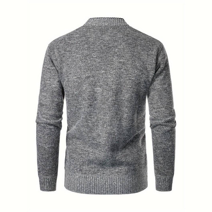 Men's sweater with V-neck - Aspen-Light Gray-S-Nora Luxe
