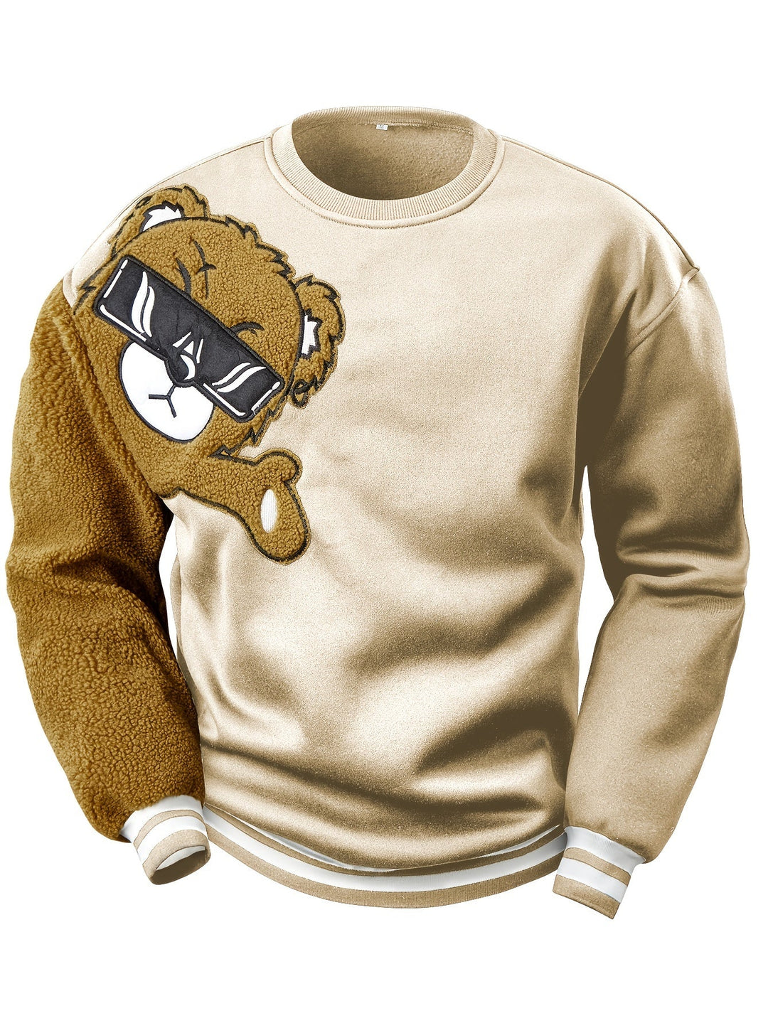 Men's Sweatshirt with Embroidered Cartoon Bear - Jasper-Apricot-S-Nora Luxe