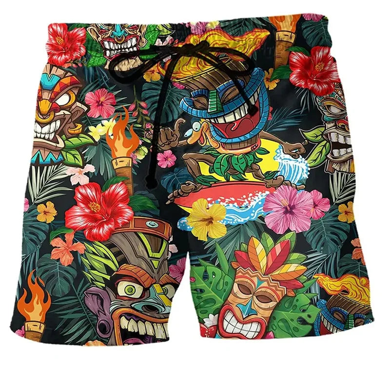 Men's Swim Shorts with Graffiti Print – NovaBay-Brown-S-State of Style