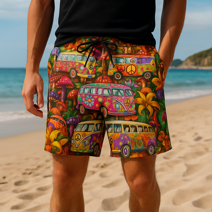 Men's Swim Shorts with Graffiti Print – NovaBay-Red-S-State of Style