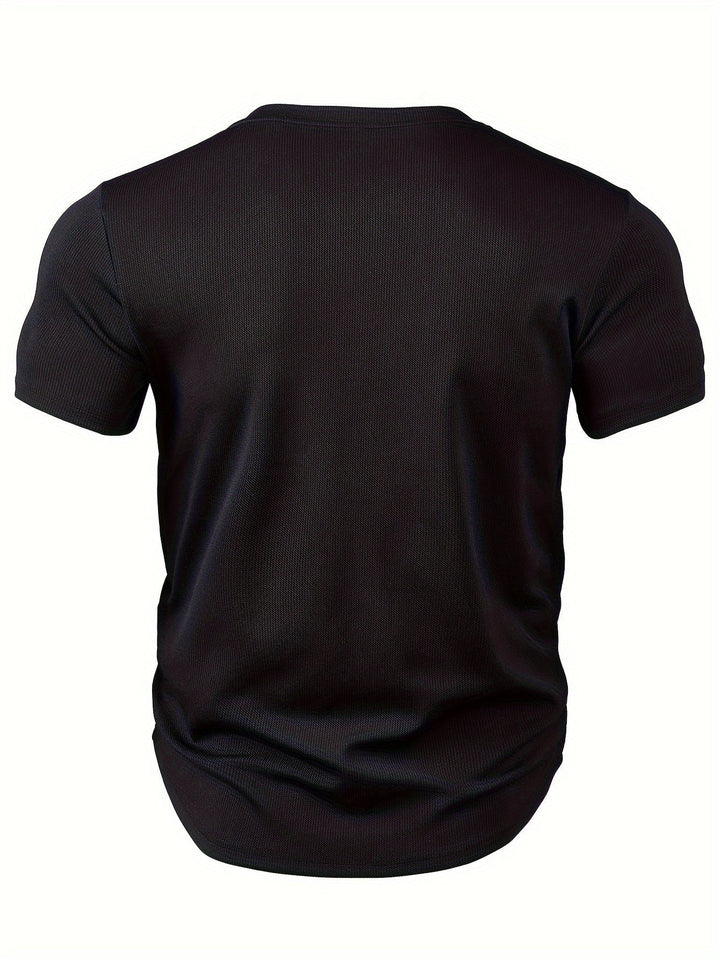 Men's T-shirt with Deep V-neck and Texture – Rafael-White-S-State of Style